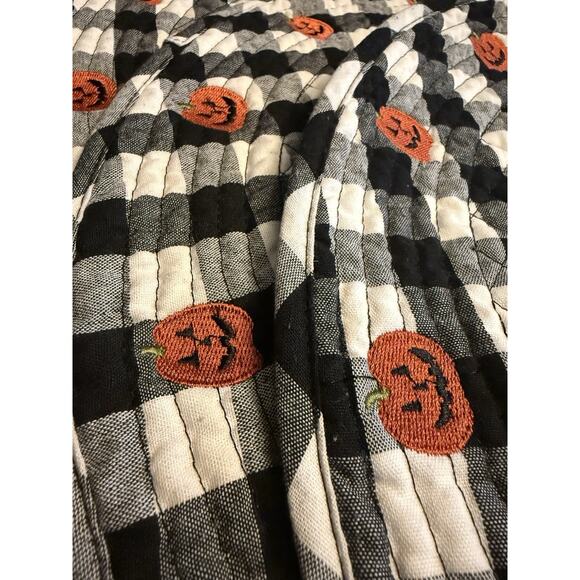 Set of 4 Shabby Chic Halloween Jack-O'-Lantern Buffalo Plaid Quilted Placemats - Picture 6 of 7